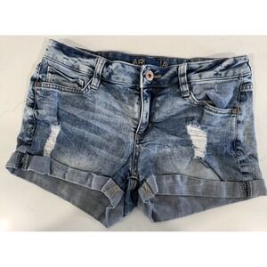 Arizona Jean Co Women's cuffed distressed Jean Shorts Size 5 Waist 28" 5 Pockets